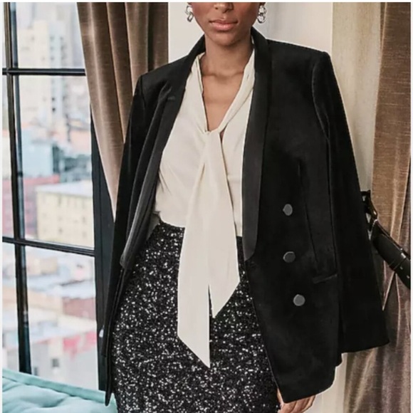 Express Black Velvet and Satin Blazer - Picture 5 of 9